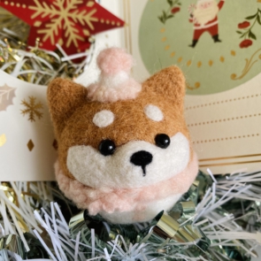 聖誕波波動物吊飾 – 柴犬(白)